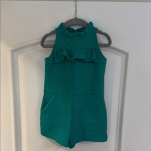 Teal Sleeveless Ruffle Romper